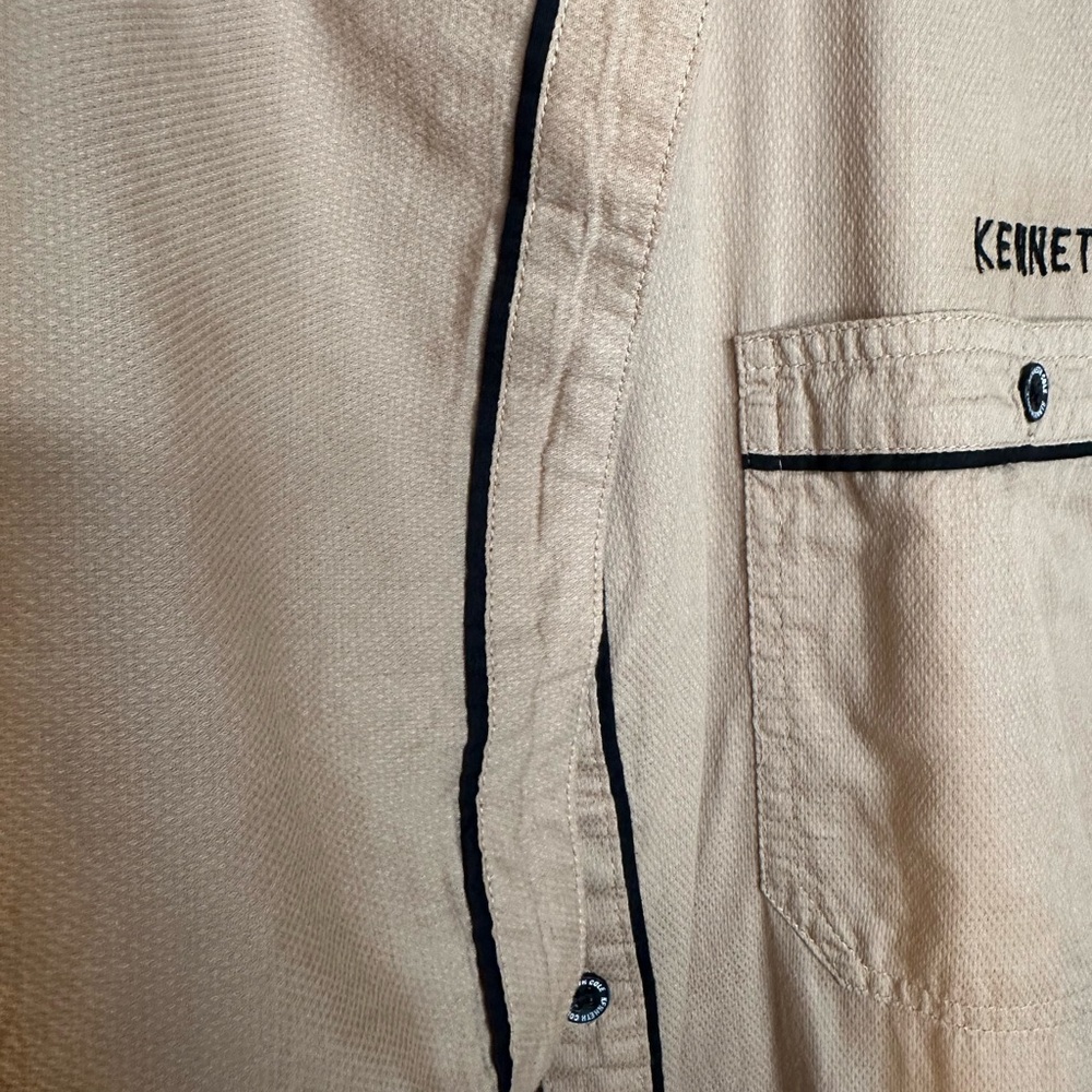 Kenneth Cole Beige Casual Button Down Shirt 100% Cotton - Picture 4 of 9